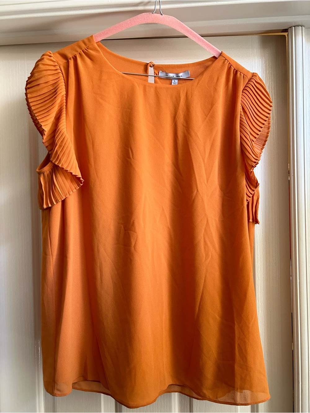 Naked Zebra Burnt Orange Sleeveless Top with Keyhole Back